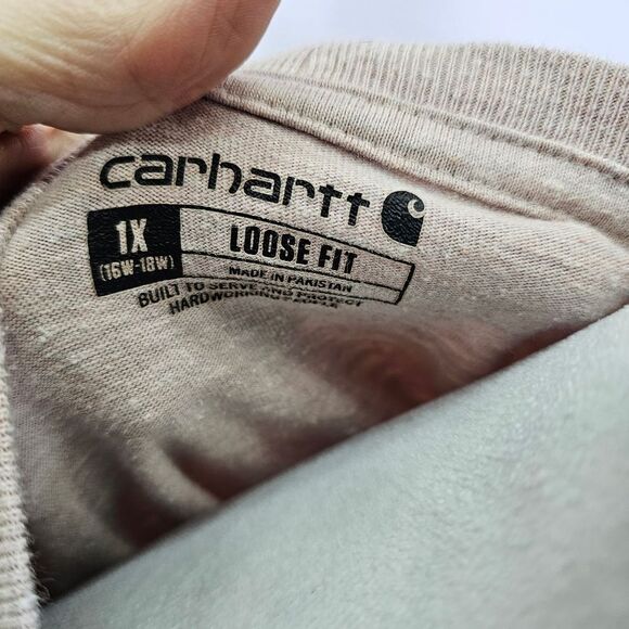 Carhartt Women's Heather Beige Pocket T-Shirt Size 1X (16W-18W) - Picture 7 of 9